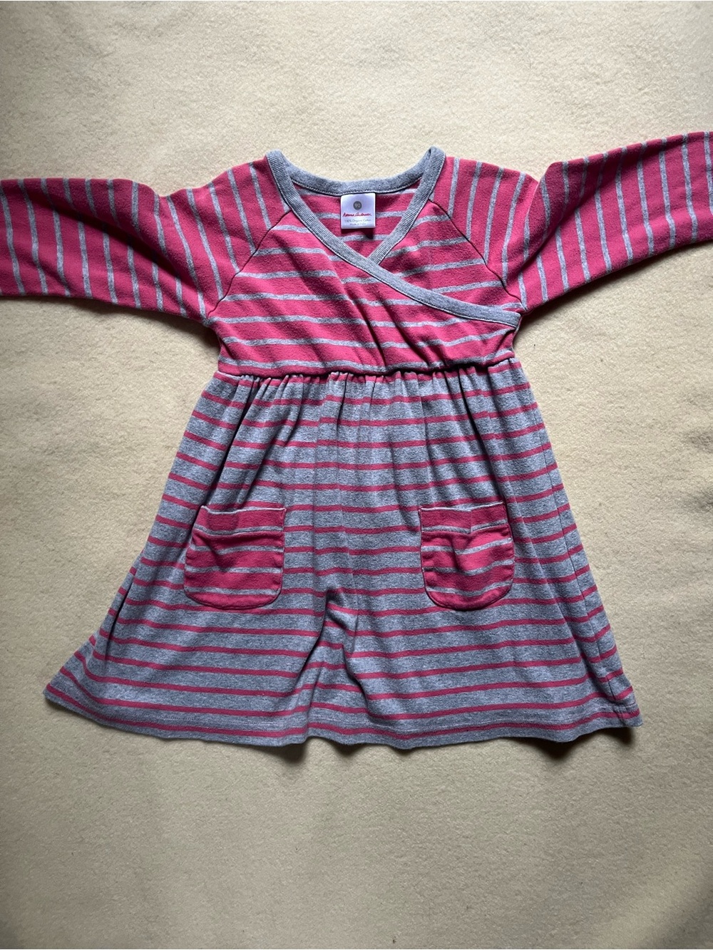 Hanna Anderson striped dress with pockets, 3 years